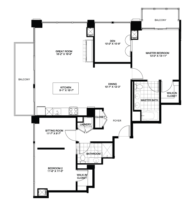 Two Bedroom Penthouse Floorplan Image